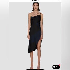 Gracie Black Satin Colour Block Slip Dress. Blue dinner event cocktail holiday